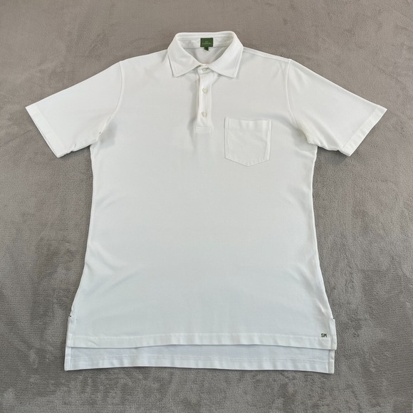 Sid Mashburn Pique Polo Shirt Men Medium White Peruvian Pima Golf Short Sleeve - Picture 3 of 9
